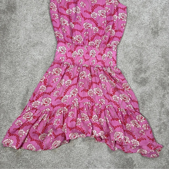 A.L.C 100% Silk Cody Floral Print Asymmetrical Halter Neck Midi Dress Pink 8 - Picture 9 of 14